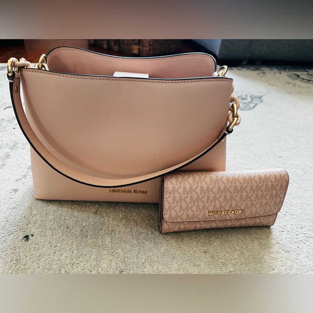 Michael Kors Pink Tote and Wallet Set